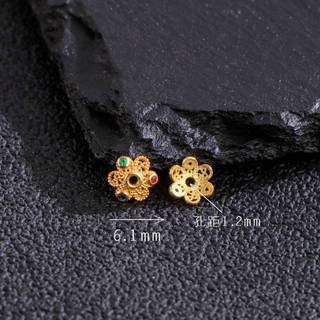 S925 prata banhado a ouro incrustado corindo oco receptáculo acessórios DIY Design Original Universal All-Match estilo e