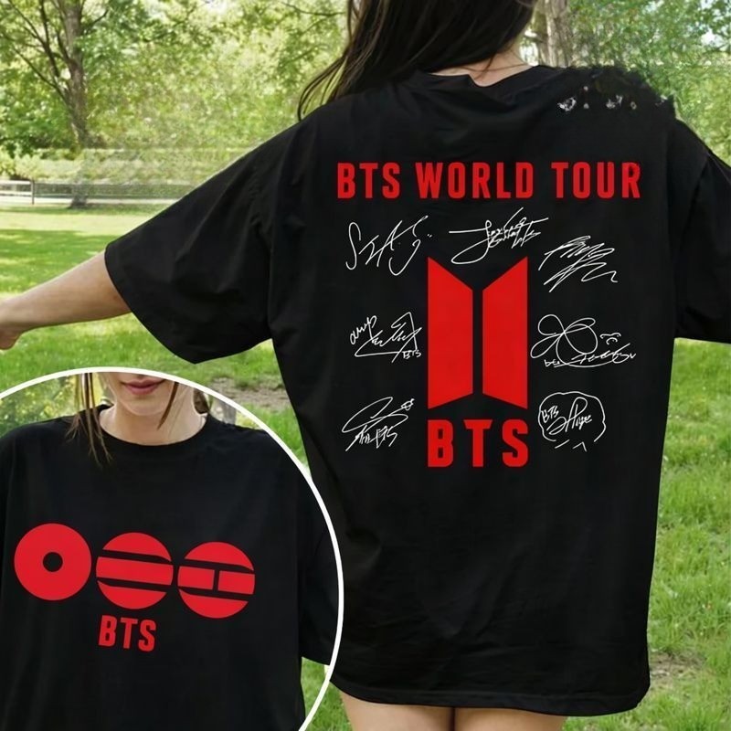 [Camiseta Premium em Algodão Puro]TT Camiseta básica Feminina Masculina Bts Tour Kpop 2026 BR Show Lançamento