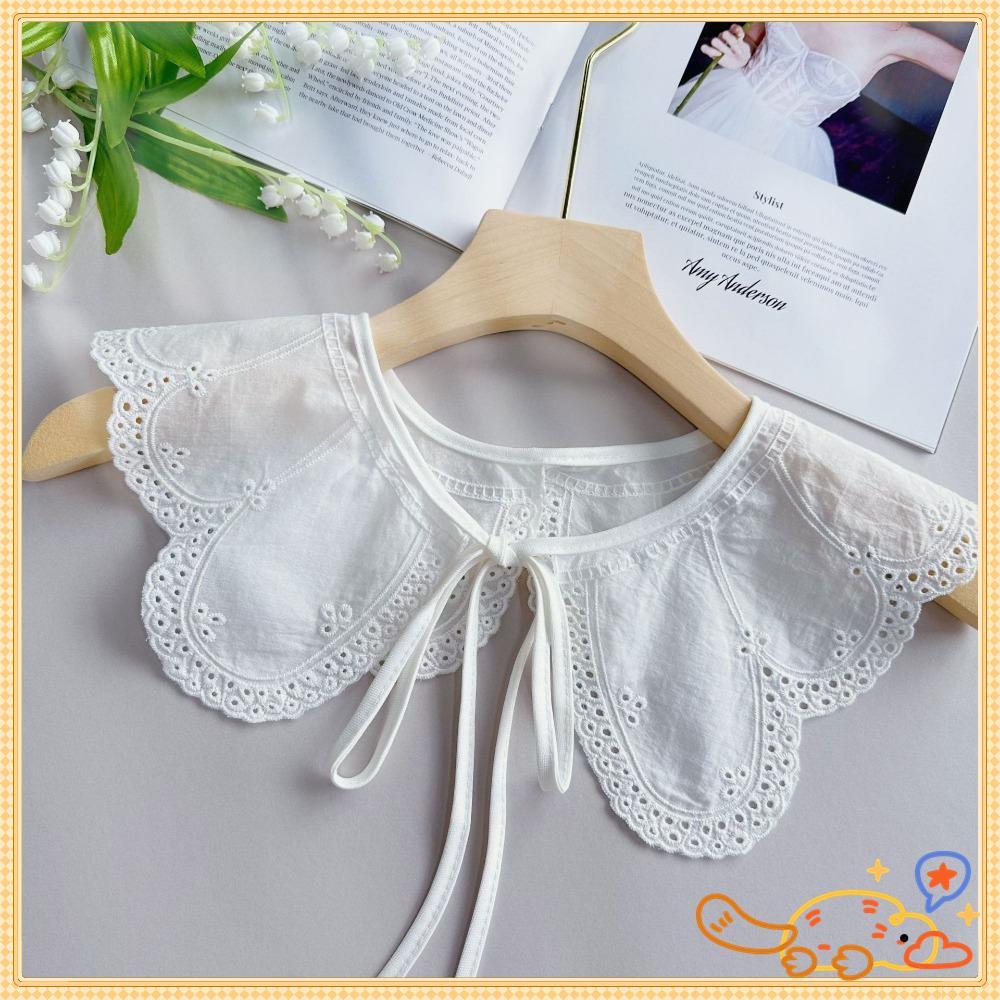 Gola De Renda Feminina , Camisa Destacável Branca Com Insignia , Capa Bordada De Organza , Colares Falsos