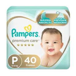 Fralda Pampers Premium Care Pacote Mega Tamanho P 40 Unidades Descartáveis