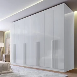 Guarda-Roupa Casal 100% MDF 8 Portas 8 Gavetas Império Branco Branco