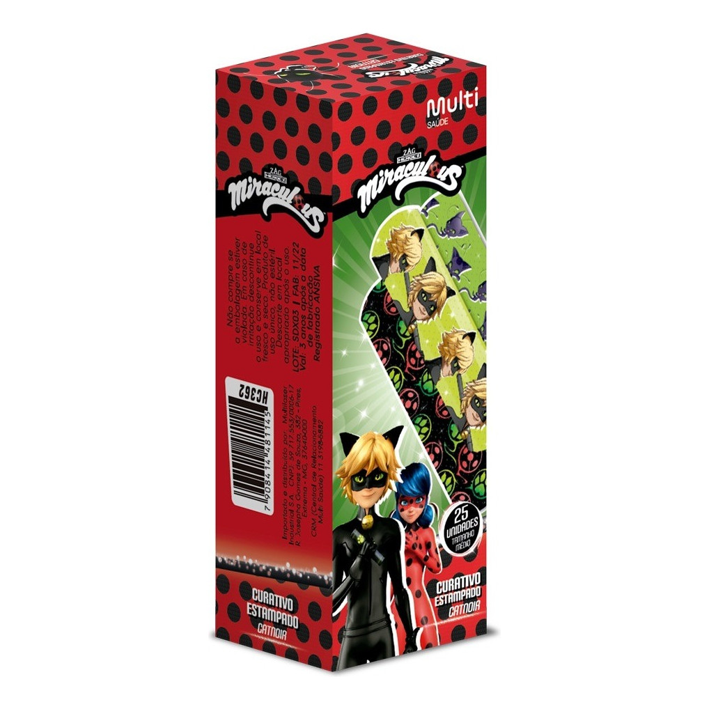 Curativo Estampado Cat Noir Caixa 25 Uni. Miraculous - Hc362