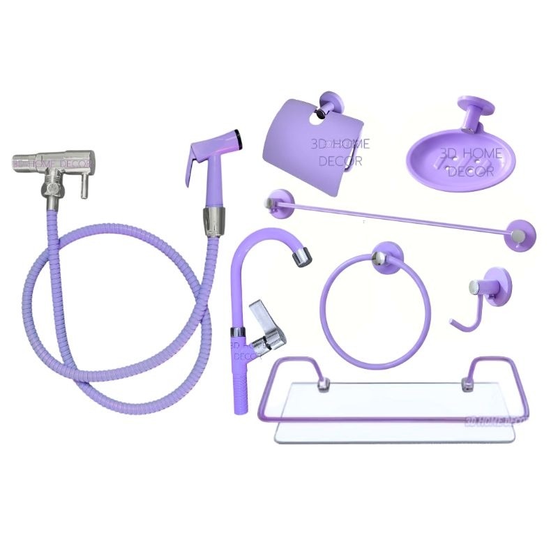 Acessórios De Banheiro Lilás Torneira Bancada Metal 23 CM Roxa Papeleira Inox Lilás Ducha Higiênica Lilás Saboneteira
