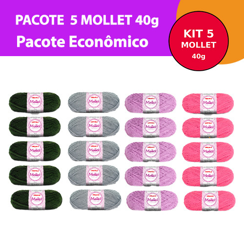 Kit 5 Unidades - Lã Mollet Círculo 40 g (Pacote Econômico para Tricô e Crochê) em Oferta na Shopee