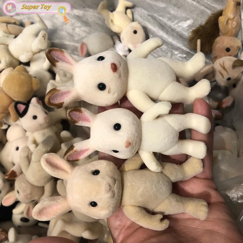 SUPERTOY 1PC Floresta Família Animal Figura Urso Cão Flocado Shaggy Estatueta Modelo Para Criança Defeitos De Fábrica Qu