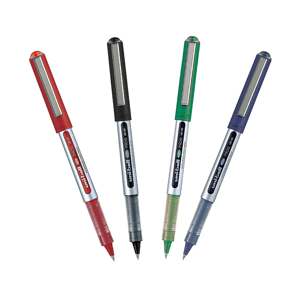 Kit 04 Caneta Uni Ball Eye Micro 0.5mm Rollerball Pen UB-150 Ponta Extra Fina Escrita Macia