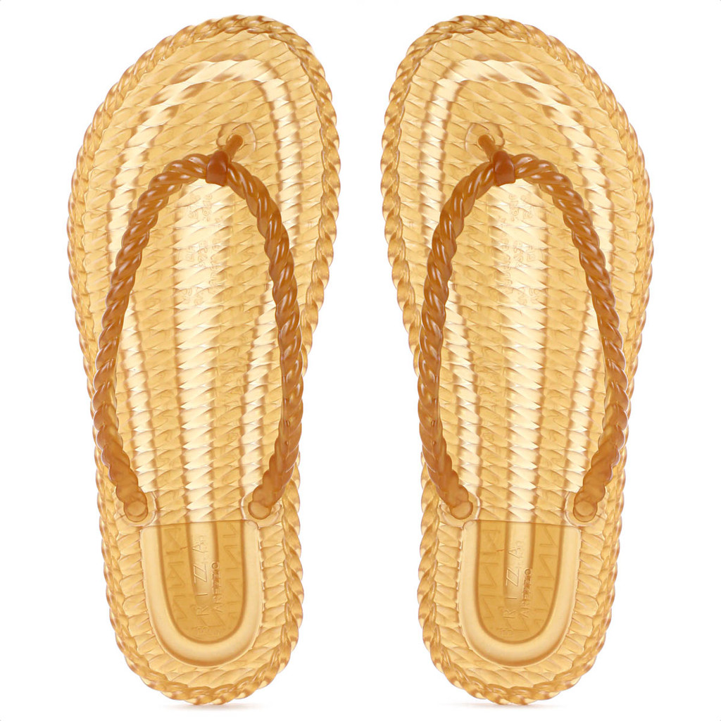 Chinelo Brizza Arezzo Tira Marrocos Translúcido Marrom Caramelo - Feminino em Oferta na Shopee