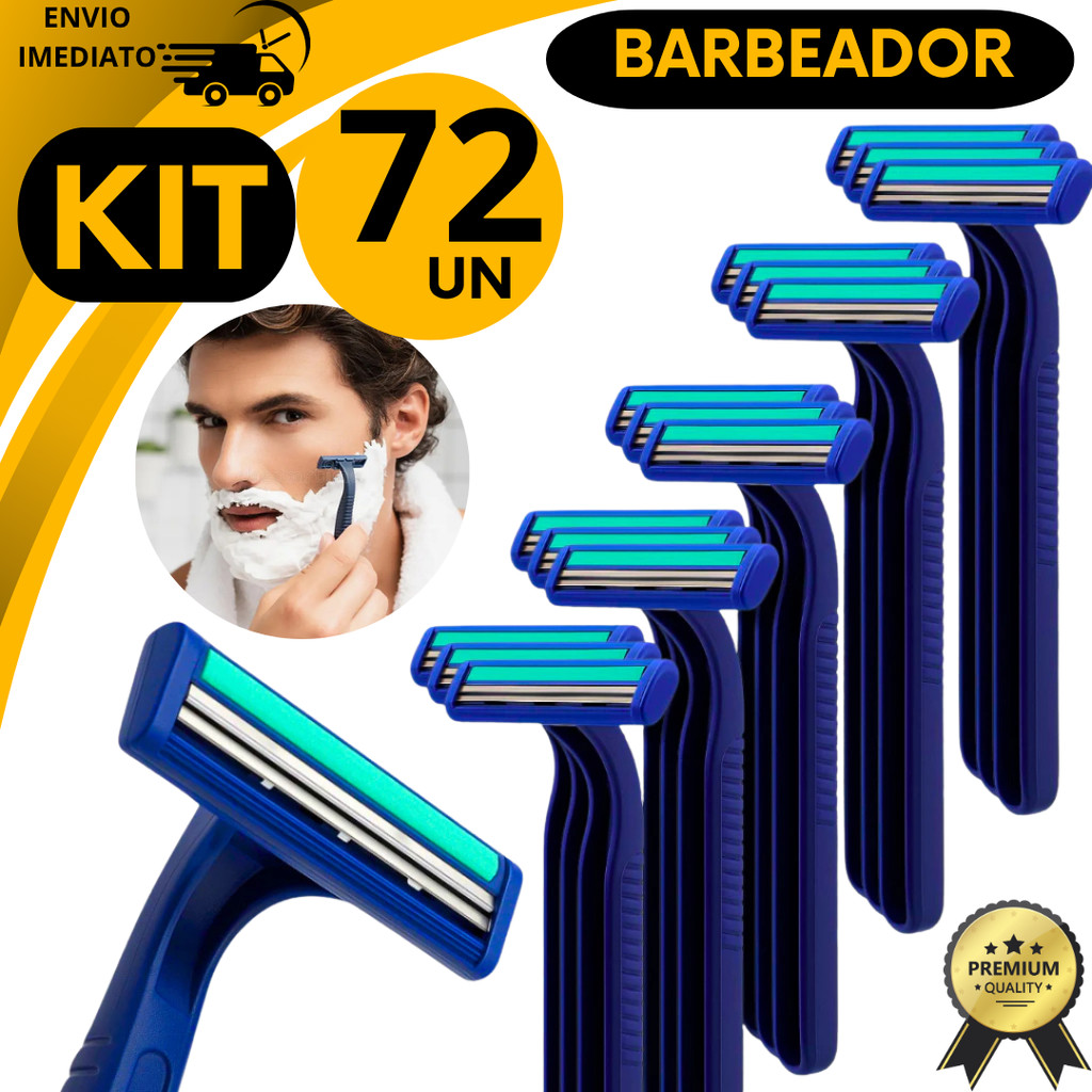 Kit 72 Barbeador 2 Lâminas Descartável Masculino Gilete Suave Corte Preciso Fita Lubrificante