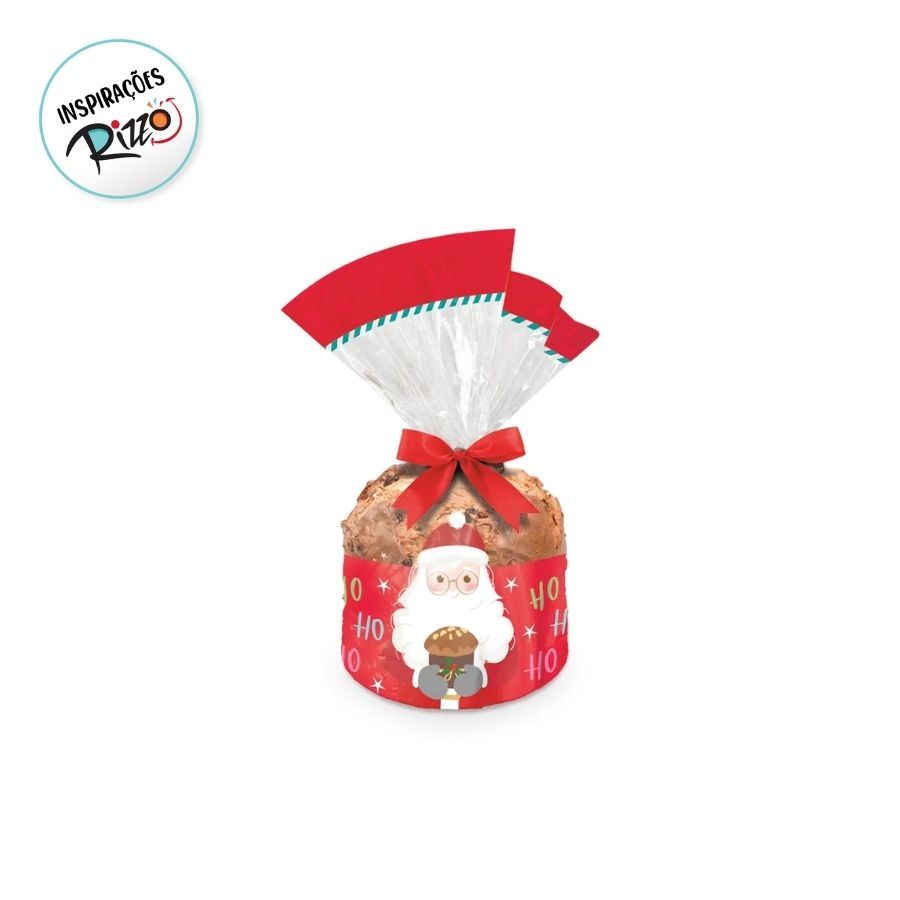 Saco Transparente para Panetone de 500g - Papai Noel - 25x35cm - 50 unidades - Cromus - Rizzo