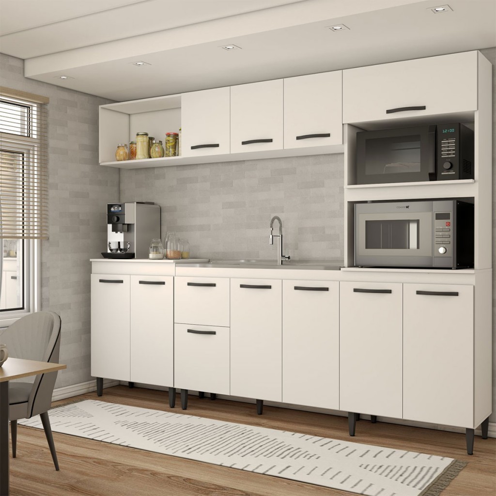 Cozinha Completa Silvana 11 Portas 1 Gaveta Branco - Panorama Móveis em Oferta na Shopee
