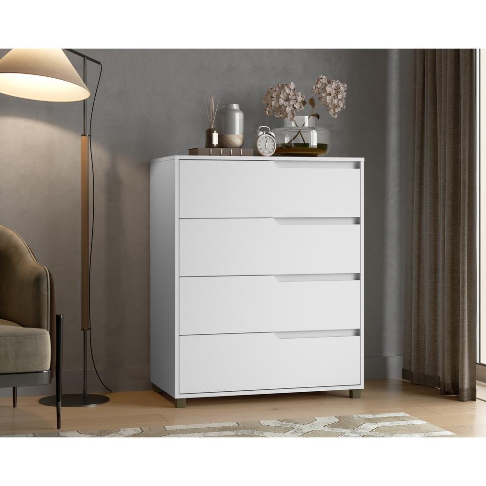 Cômoda 4 Gavetas Viena Branco MDF Casamia em Oferta na Shopee