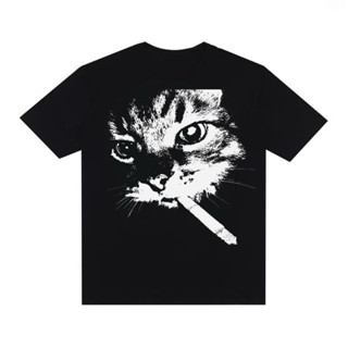 [Camiseta Premium em Algodão Puro]SISI Camiseta Oversized Streetwear Estampada Feminina Y2K Gato Cat Camisa em Oferta na Shopee