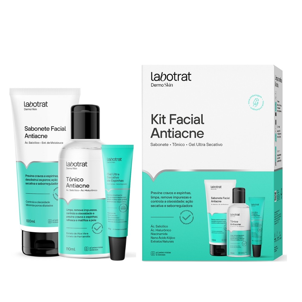 Kit Sabonete Gel Secativo E Tônico Facial Antiacne Labotrat em Oferta na Shopee