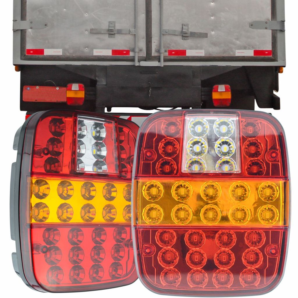2 Lanterna Sinaleira Traseira Modelo Marmitão Com 34 Led Caminhão Diversos com Vigia