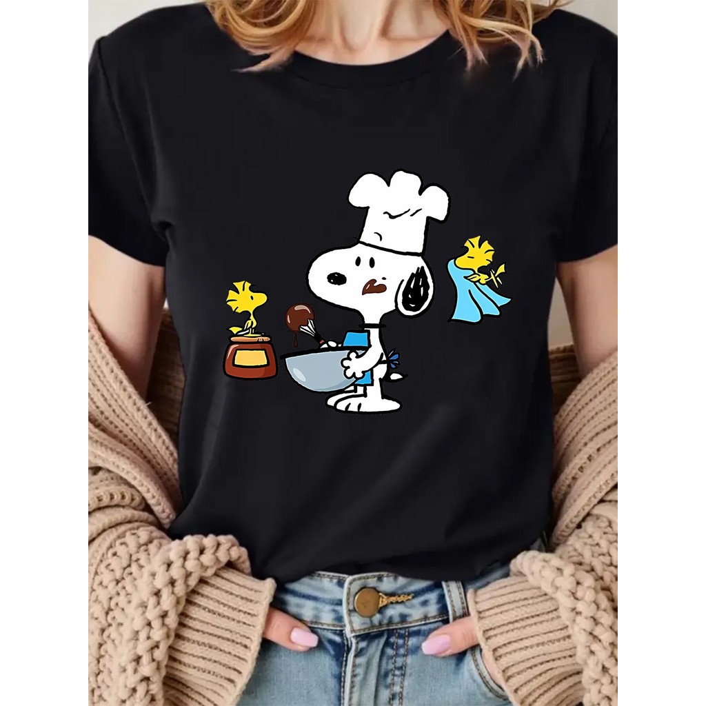 BR Moonlight Camiseta Feminina Gang Chef Peppermint Patties Snoballs Estampada Preta Confortável Divertida Fofa Moda