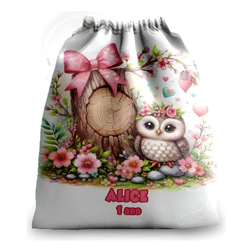 10 sacolinhas personalizada tecido  CORUJINHAS FLORIDA  lembrancinhas aniversario 30cmx20cm