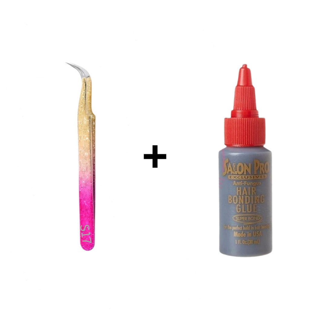 KIT2 Pinça para extensão de cílios +Adesivos líquidos ecológicos