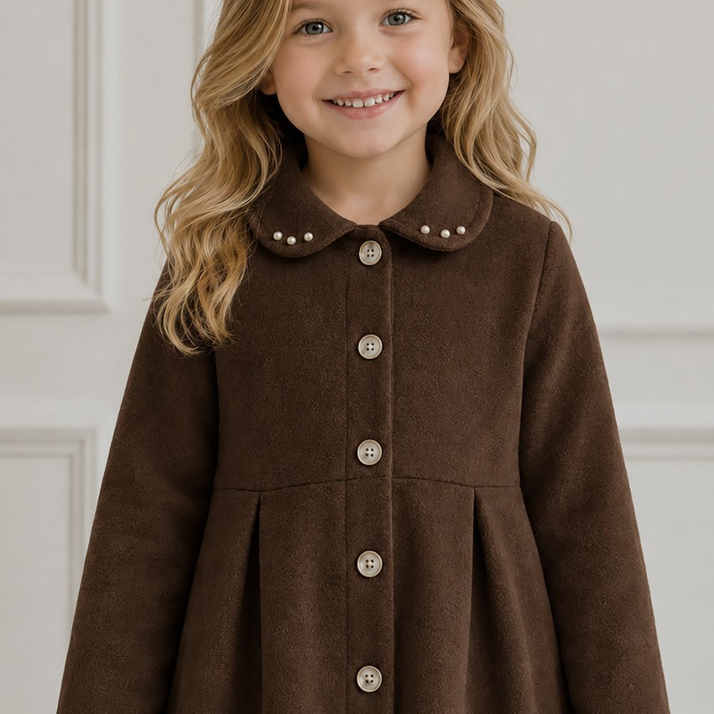 Casaco Infantil Marrom Pérolas Bordado Soft TÉRMICO THERMO PETTENATI 50 UV+