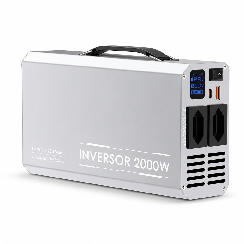 Inversor de Tensão 2000W 12V 24V para 110V 220V Conversor Energia Veicular USB QC3.0 USB C PD 65W