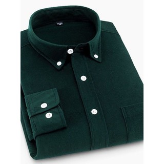 Primavera outono camisa de manga comprida masculina veludo negócios camisa Casual de meia-idade cor sólida bolso botão c