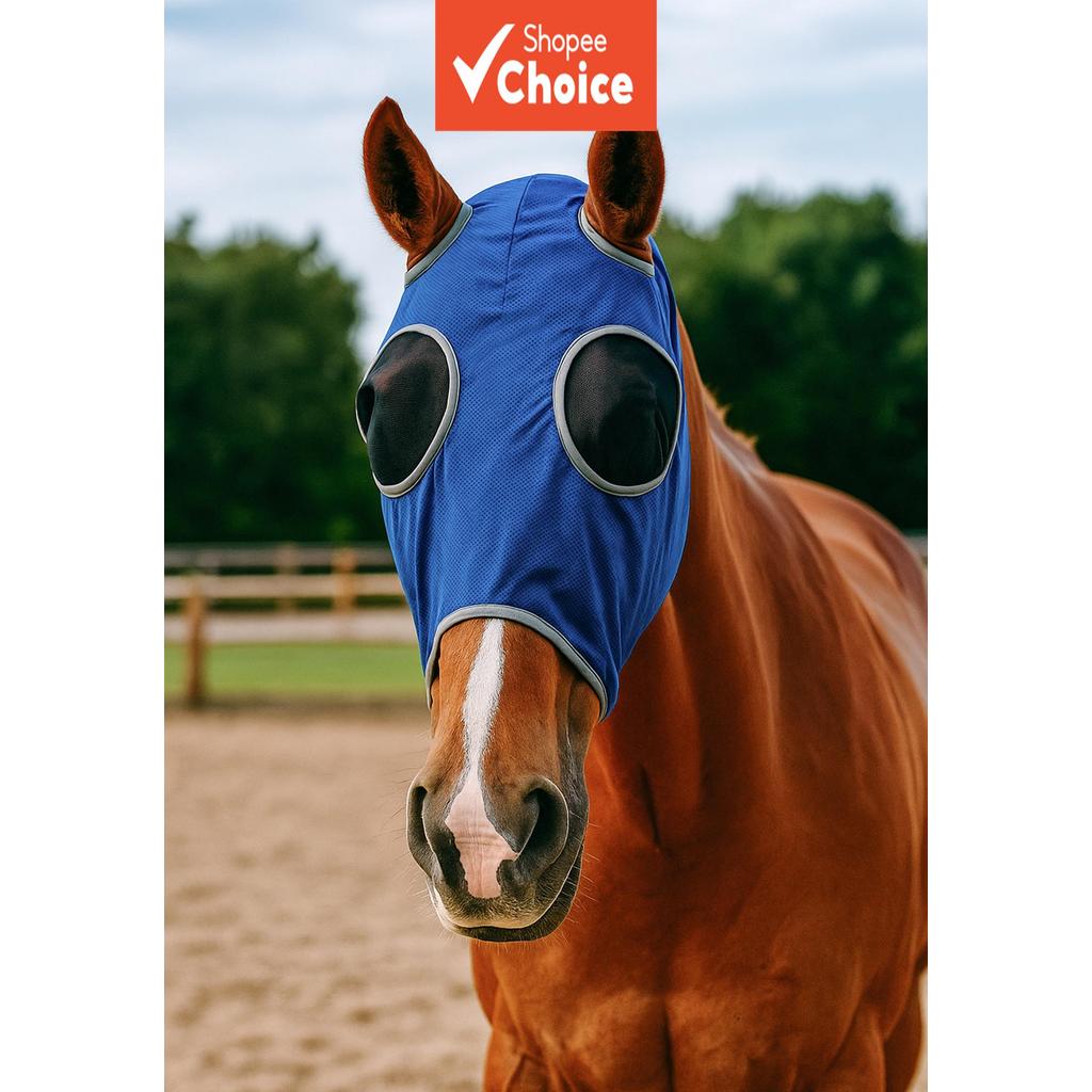 Máscara facial para animais, respirável, resistente, durável, antinsetos, antimoscas, elástico para cabeça de cavalo