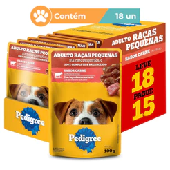 Ração Úmida Pedigree Carne Cães Raça Pequena 18x100g