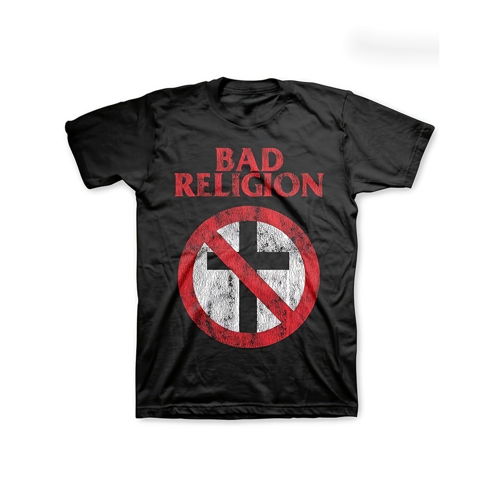 [Camiseta Premium em Algodão Puro]SISI Camiseta Masculina Bad Religion Punk Rock Banda Estampada Confortável Estilosa