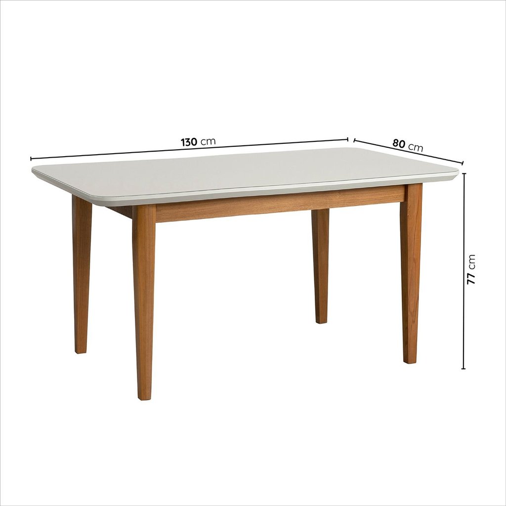 Detalhes do Mesa de Jantar 4 Lugares 130cm com Tampo MDF e Vidro Tangará CabeCasa MadeiraOriginals Marrom Caramelo/Off White