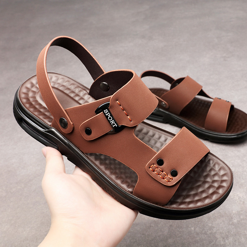 Sandálias masculinas estilo 2025 verão novos produtos na moda lazer ao ar livre dupla utilização sapatos de praia almofa