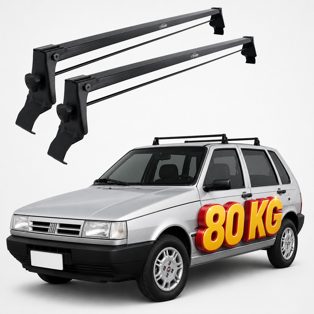 Rack Teto Bagageiro Suporte 4 Portas Uno Mille Até 2013 Vhip Preto