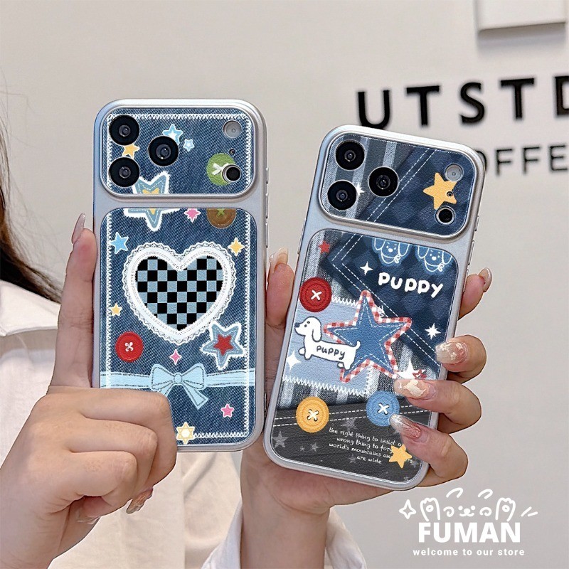 Bonito Coração Jeans Caso De Telefone Para Samsung Galaxy A17 M17 F17 A16 A15 M15 F15 A14 A13 M13 A12 F12 M12 A11 A10 A1