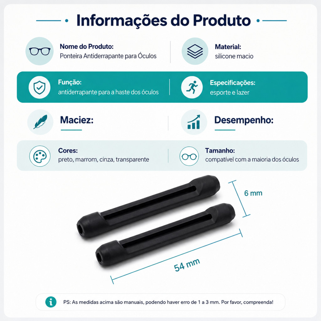 Par de Ponteira de Silicone Para Óculos Antiderrapante Protetor De Orelha — imagem 2 de 2
