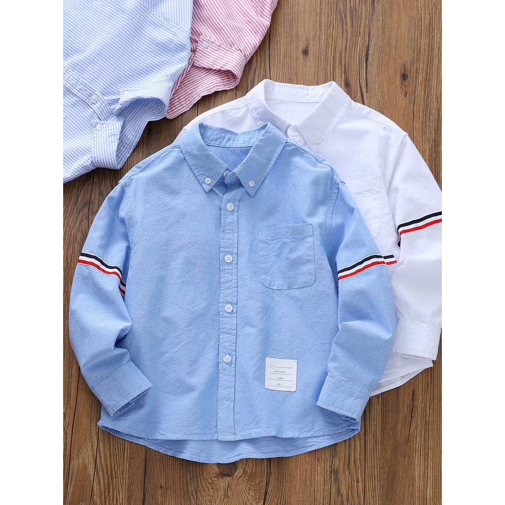 Alta qualidade meninos médio grande crianças camisas listradas crianças bebê camisas de manga comprida primavera outono 