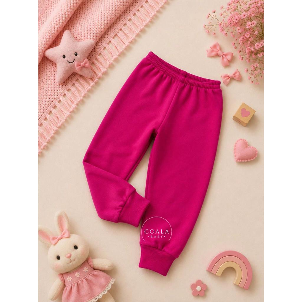 Calça de Moletom Flanelada Infantil Quentinha c/ Punho para Menina Forrada
