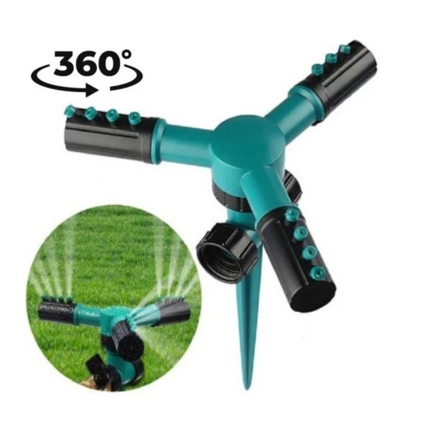 Irrigador Giratório 360° Aspersor Jato Com Espeto Jardim Horta Gramados Canteiro Engate Rápido