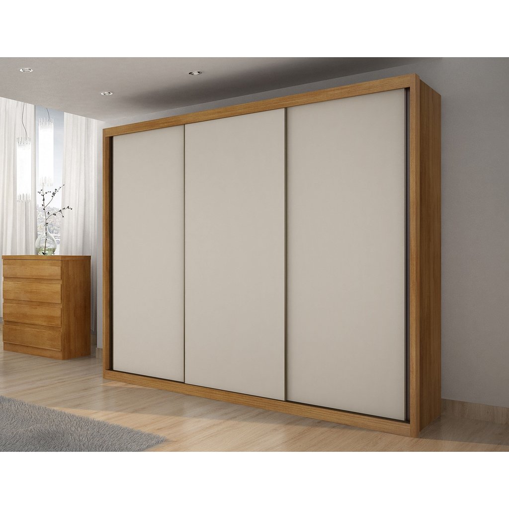 Guarda-Roupa Casal 100% MDF 3 Portas de Correr 6 Gavetas Cumaru/Fendi Vegas Cumaru Fendi