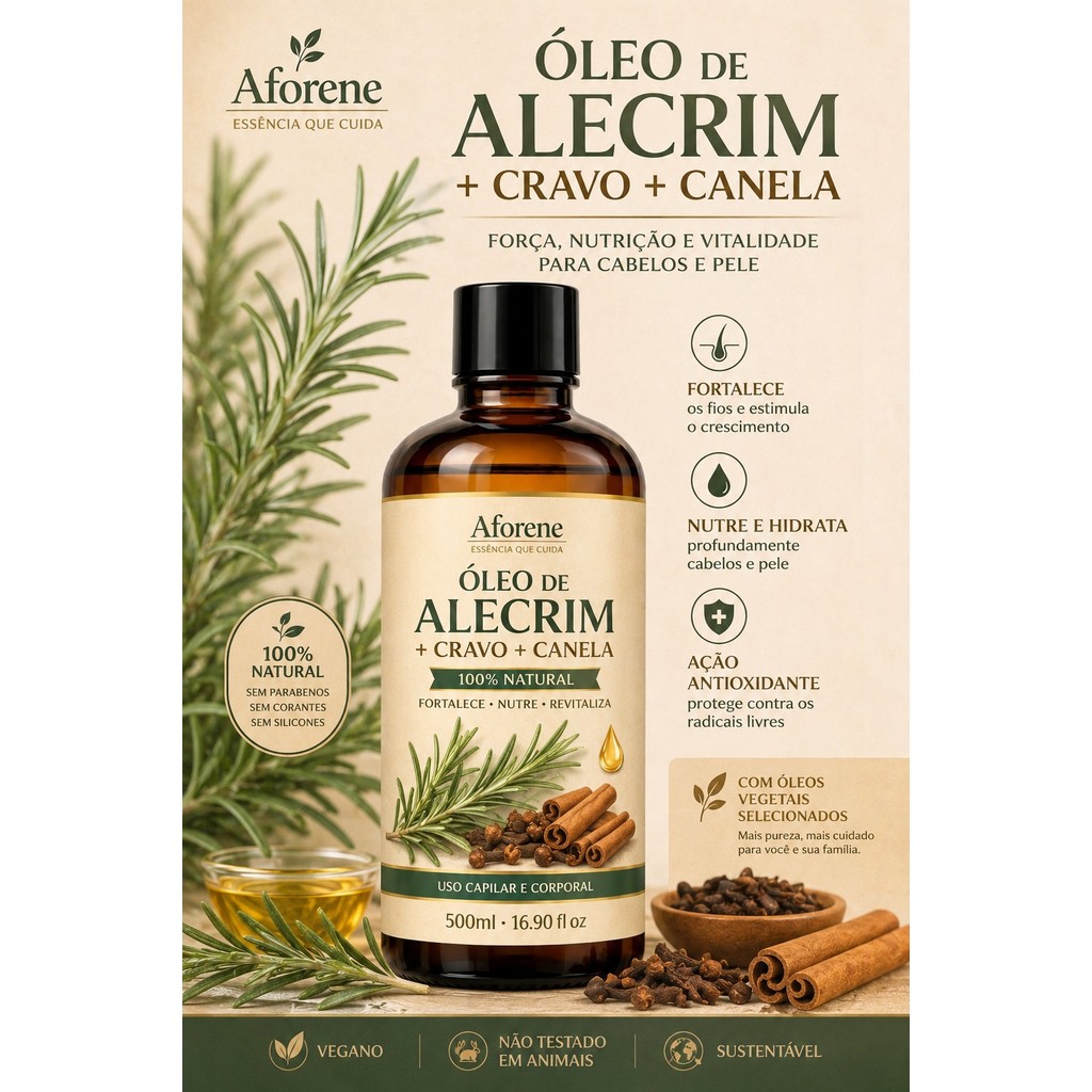 Óleo Vegetal de Alecrim Cravo Canela 100% Puro Oleo Para Cabelo Umectação Capilar — imagem 2 de 2