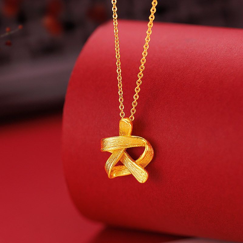 Loja de ouro mesmo estilo dourado estrela fita pingente clavícula colar senhoras vietnã areia ouro simulação ouro outono