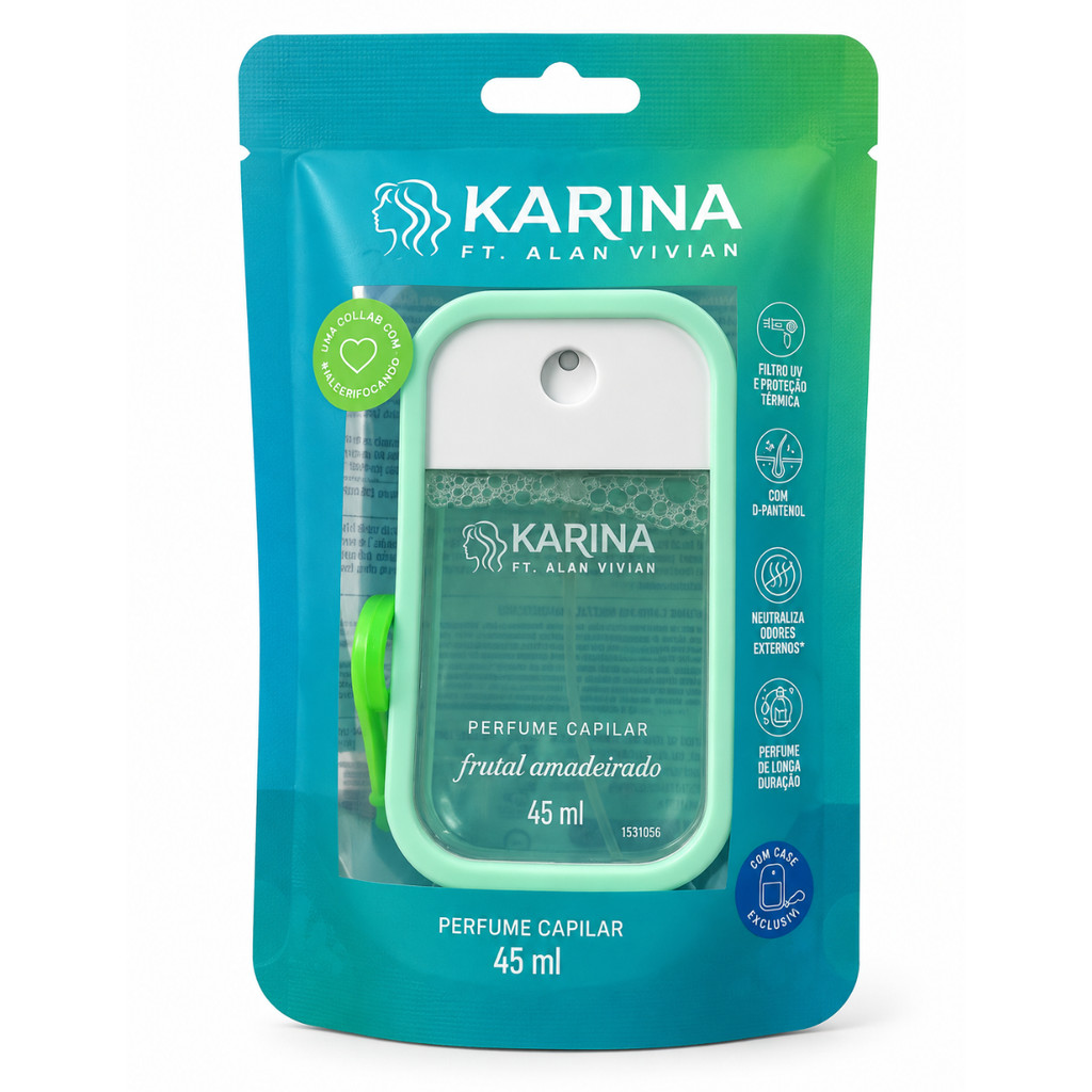 PERFUME CAPILAR KARINA FRUTAL AMADEIRADO POCKET C/ CHAVEIRO 45ML