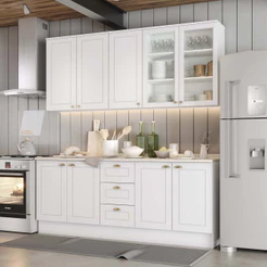 Cozinha Compacta 4 Peças Com Aéreo Cristaleira Amy Casa 812