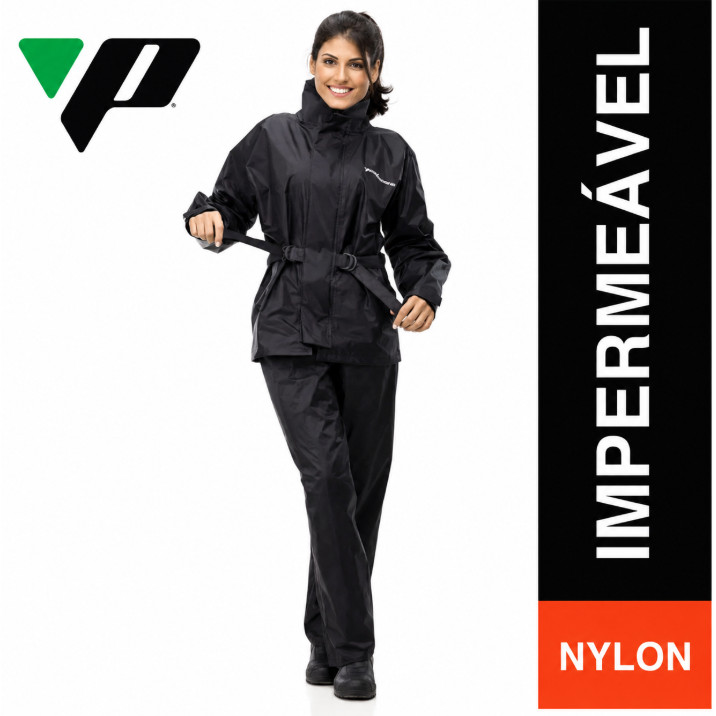 Conjunto Nylon 1100 Capa De Chuva Feminina Para Moto Com Gola Pantaneiro