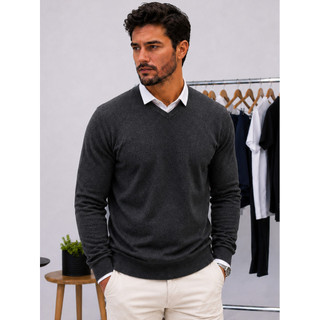Suéter Masculino Gola V e Gola U Premium Liso Casual Confortável