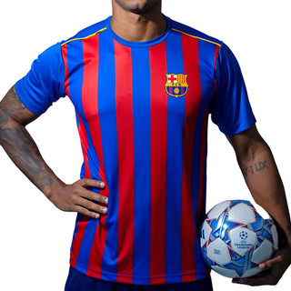 Camiseta Masc. Dry Fit Barcelona Azul/Verm