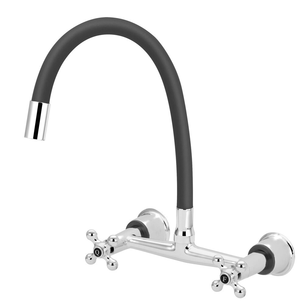 Torneira Misturador Cozinha Gourmet Parede Flexível Preto Agua Quente Fria Movel