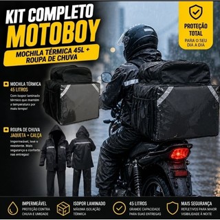 Bag Mochila Motoboy Térmica Para Delivery Entrega Aplicativo 45 litros + Capa De Chuva Impermeável