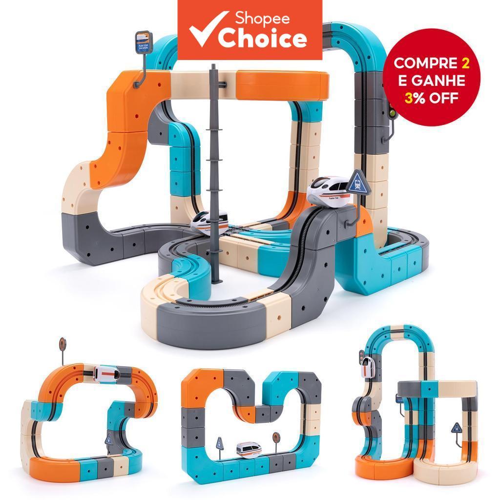 Conjunto De Trilhos De Trem Elétrico 3D Flexível STEM Brinquedo Educacional De Construção De Corrida Motorizada Para Cri