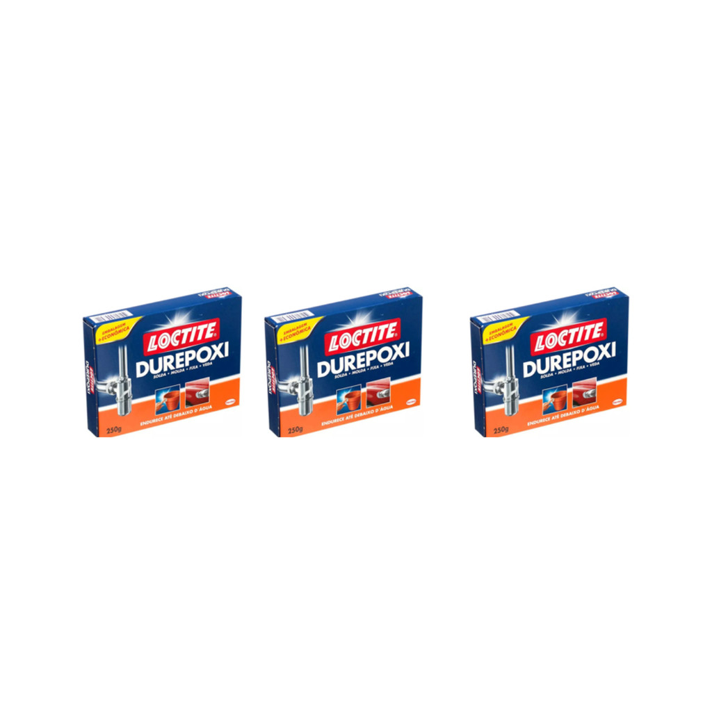 Kit com 3 - Adesivo Epoxi Durepoxi Massa Loctite Henkel 250g