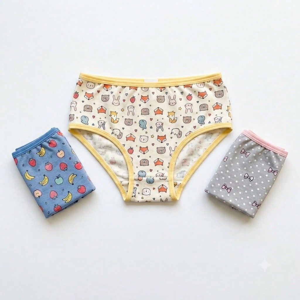 Calcinha Infantil Menina Algodão Estampas Fofas Sortidas Conforto Dia A Dia