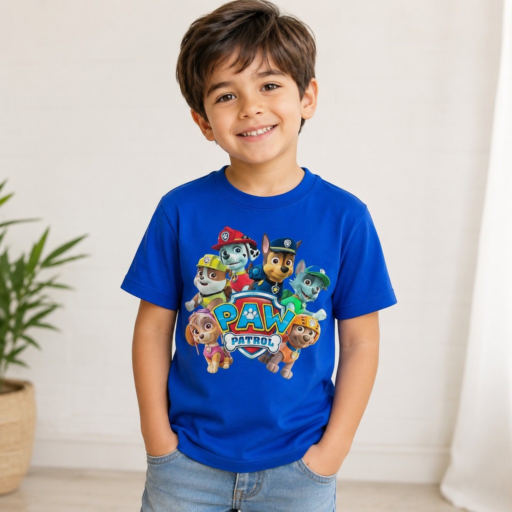 Camiseta Infantil 100% Algodão Estampada Personagens Animados Moda Kids Manga Curta Casual Macia Confortável 2 ao 14
