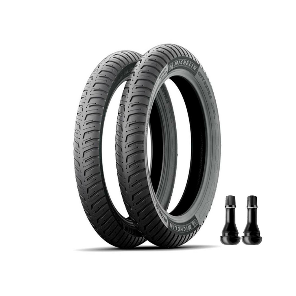 Imagem Kit Pneu Michelin 80/100-18+90/90-18 + 2 Válvulas Sem câmara 125 CG/TITAN 125/150 YBR E FACTOR